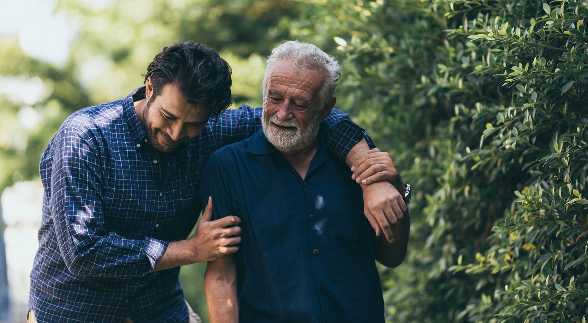 son offering support to father