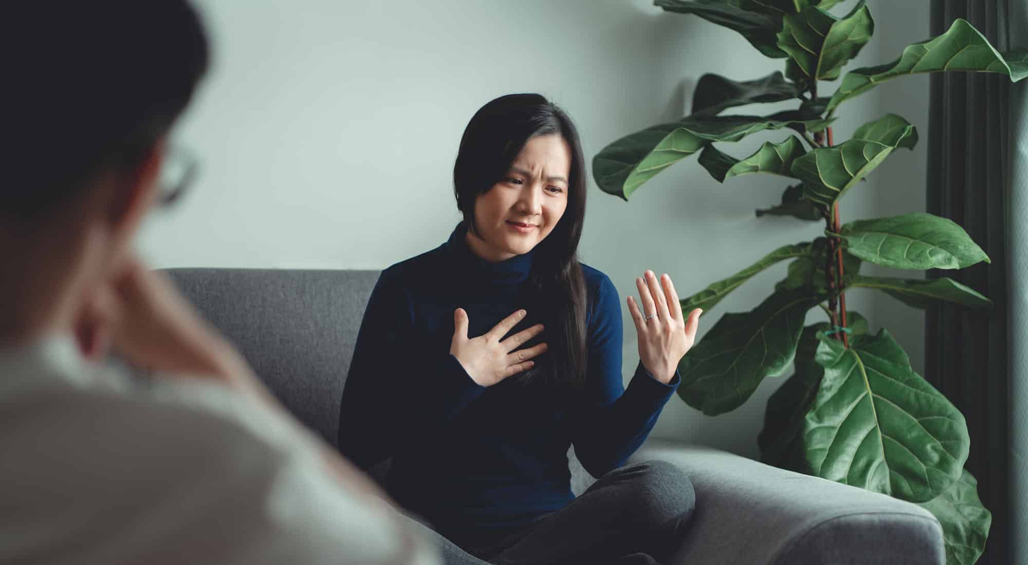 woman experiencing emotions in therapy