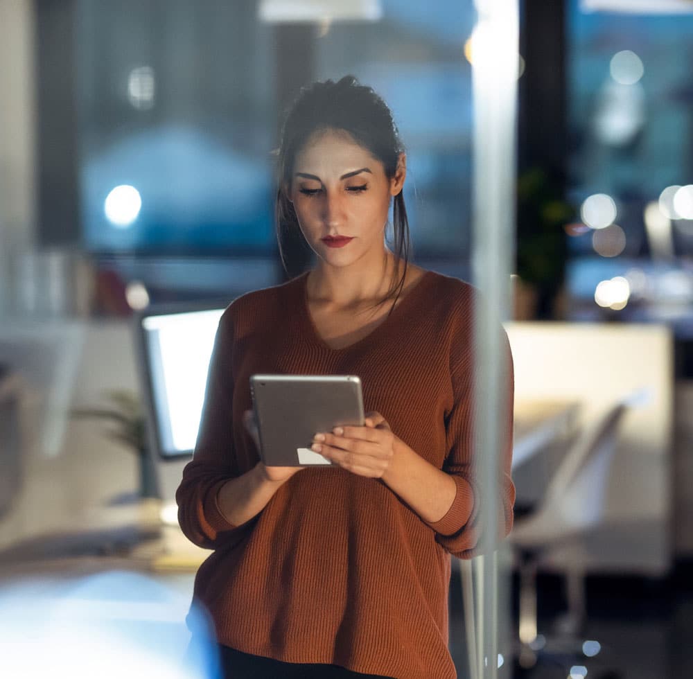 woman working late